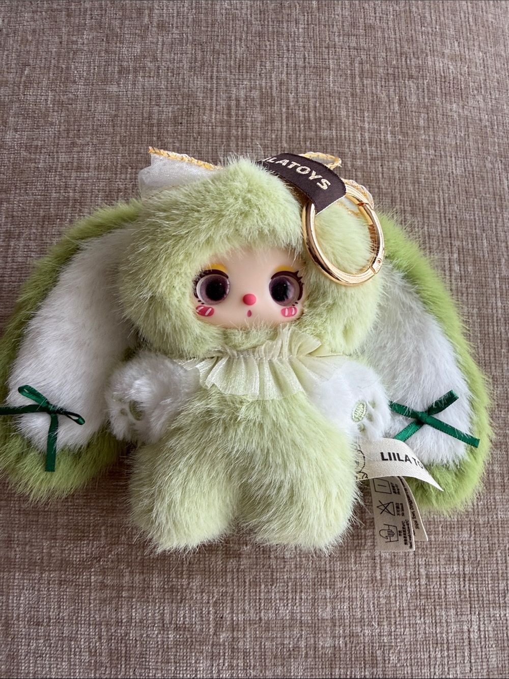 Lila toys Plush Bunny Keychain - Light Green